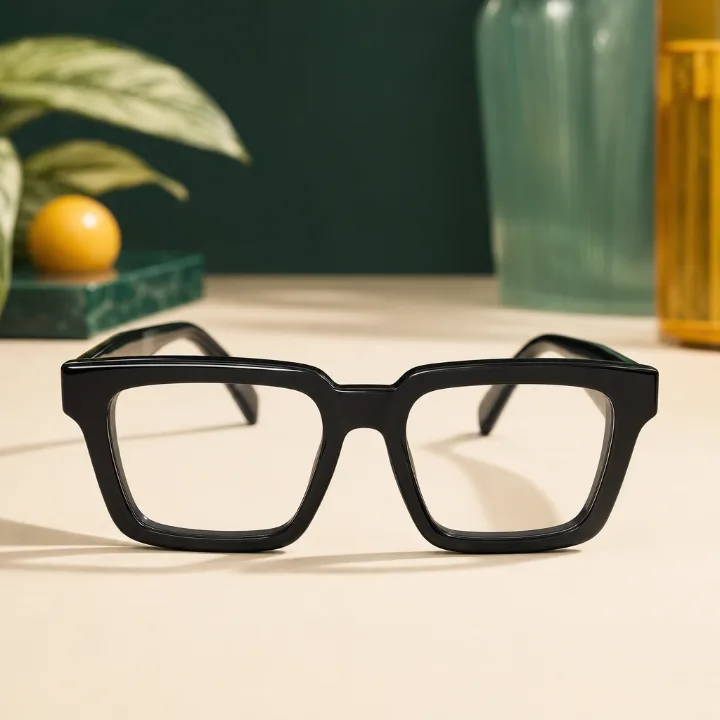 Armazón cuadrado de acetato negro